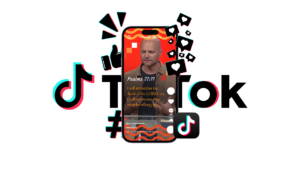 Sermon Shot on tiktok with the logo behind it