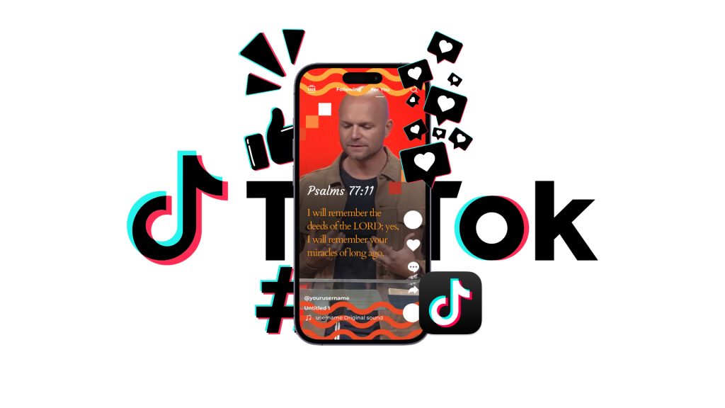 Image if a pastor preaching in a short TikTok clip with the TikTok logo in the background