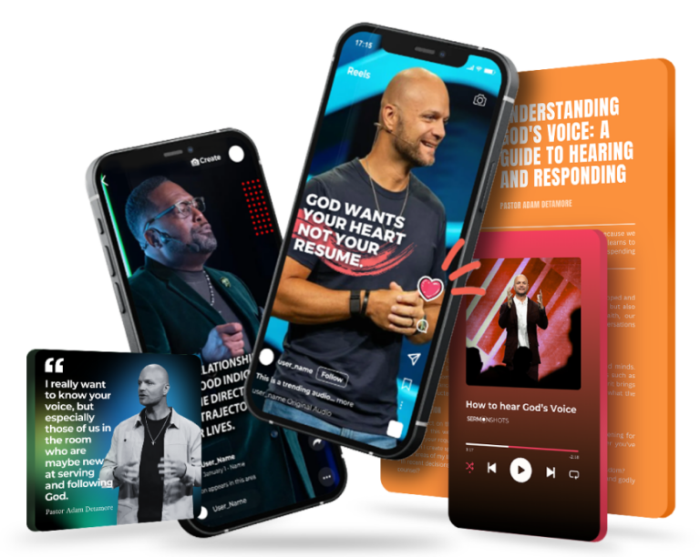 Different examples of sermon shots features on phone screens
