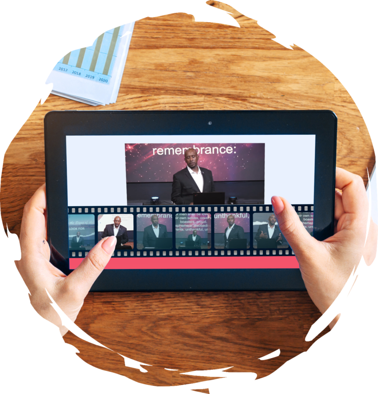 A Tablet with a sermon clip on it